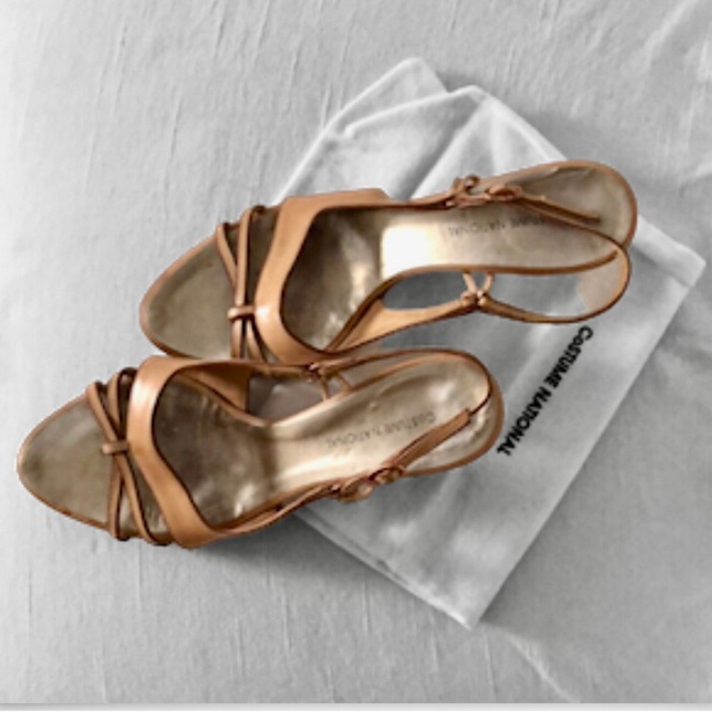 CNC Costume National Tan Leather Slingback Heels